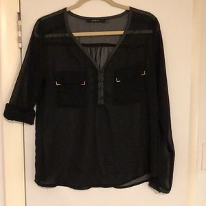 ark&co Sheer Blouse Black long sleeve